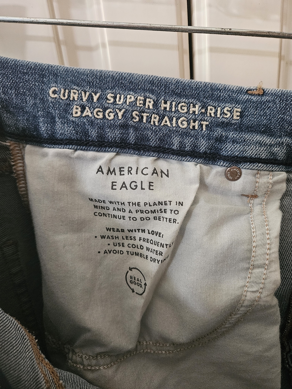 AE Curvy 12 Long Curvy Super High-Rise Baggy Straight Wide Leg Jeans Y2k 90s - Picture 7 of 8
